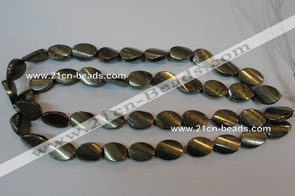 CPY335 15.5 inches 13*18mm twisted oval pyrite gemstone beads