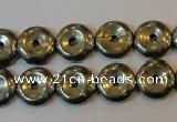 CPY336 15.5 inches 12mm donut pyrite gemstone beads wholesale