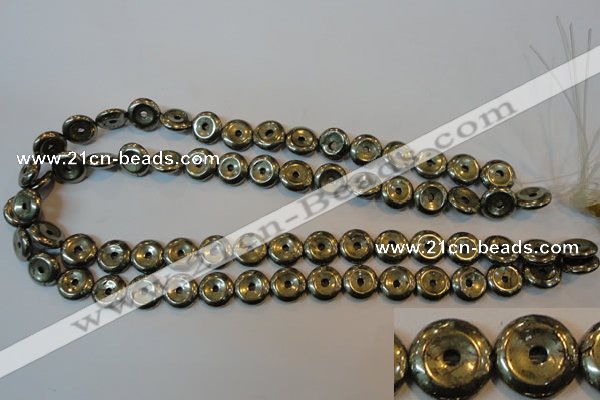 CPY336 15.5 inches 12mm donut pyrite gemstone beads wholesale