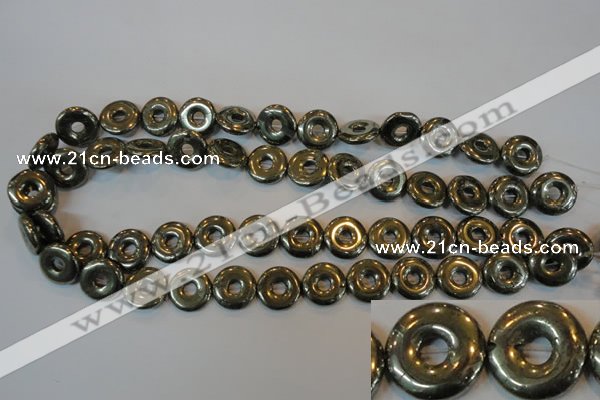 CPY338 15.5 inches 16mm donut pyrite gemstone beads wholesale