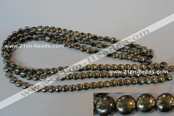 CPY35 16 inches 8mm coin pyrite gemstone beads wholesale