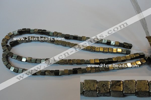 CPY351 15.5 inches 6*6mm cube pyrite gemstone beads wholesale