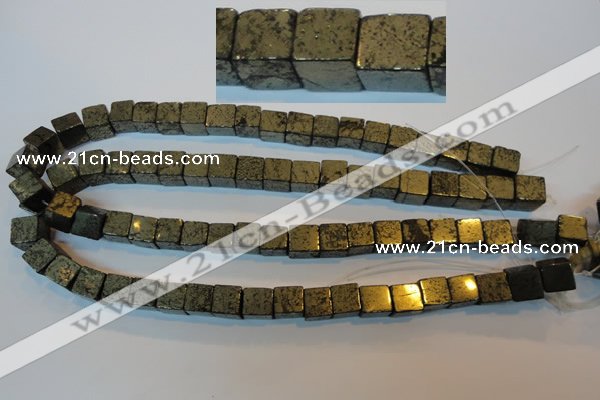 CPY353 15.5 inches 10*10mm cube pyrite gemstone beads wholesale