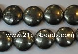 CPY36 16 inches 14mm coin pyrite gemstone beads wholesale