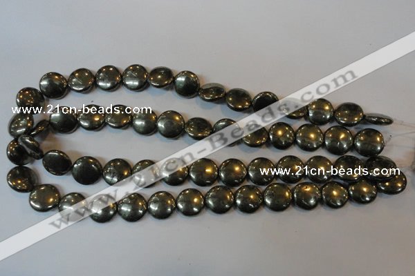 CPY36 16 inches 14mm coin pyrite gemstone beads wholesale