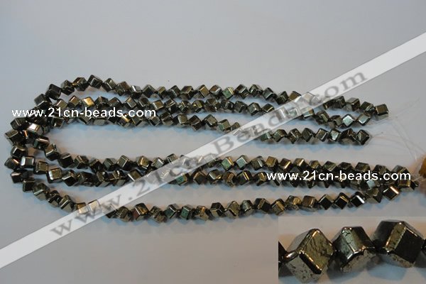 CPY361 15.5 inches 6*6mm faceted cube pyrite gemstone beads