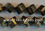 CPY363 15.5 inches 10*10mm faceted cube pyrite gemstone beads