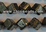 CPY364 15.5 inches 12*12mm faceted cube pyrite gemstone beads