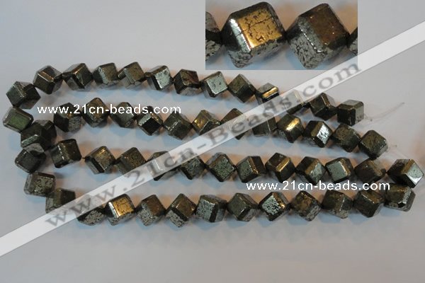 CPY364 15.5 inches 12*12mm faceted cube pyrite gemstone beads