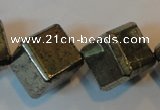 CPY365 15.5 inches 16*16mm faceted cube pyrite gemstone beads