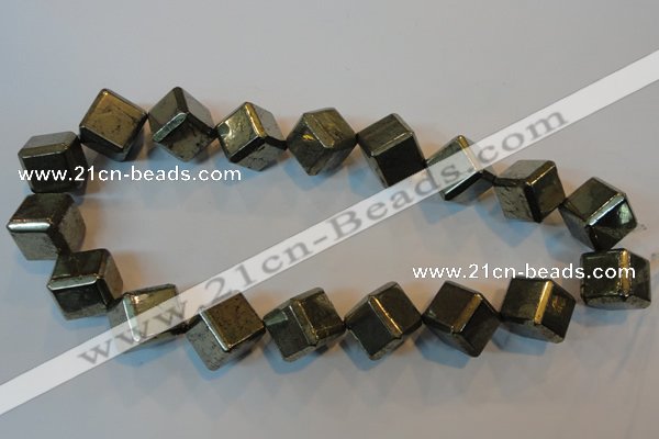 CPY365 15.5 inches 16*16mm faceted cube pyrite gemstone beads