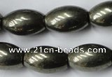 CPY367 15.5 inches 10*16mm rice pyrite gemstone beads wholesale