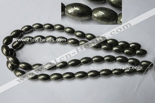 CPY367 15.5 inches 10*16mm rice pyrite gemstone beads wholesale