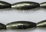 CPY368 15.5 inches 10*30mm rice pyrite gemstone beads wholesale