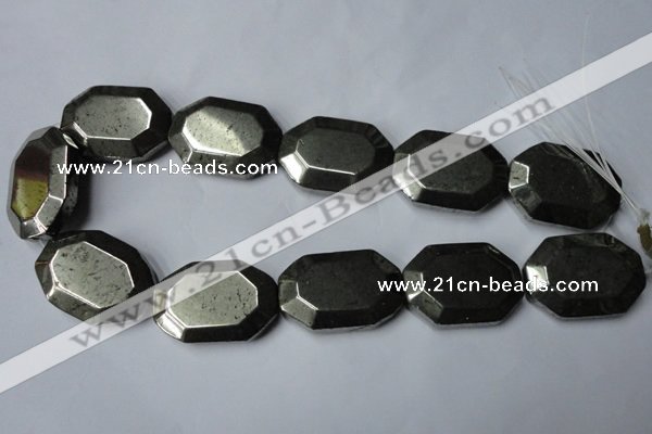 CPY370 15.5 inches 25*35mm octagonal pyrite gemstone beads wholesale