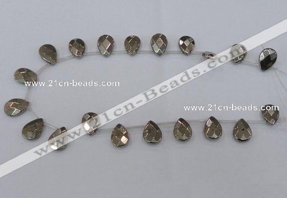 CPY379 Top drilled 13*18mm briolette pyrite gemstone beads