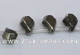 CPY388 Top drilled 9*11mm - 10*14mm faceted flat teardrop pyrite beads