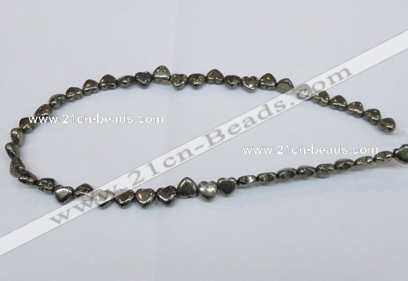 CPY390 Top drilled 8*8mm heart pyrite gemstone beads