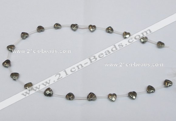 CPY393 Top drilled 8*8mm faceted heart pyrite gemstone beads wholesale