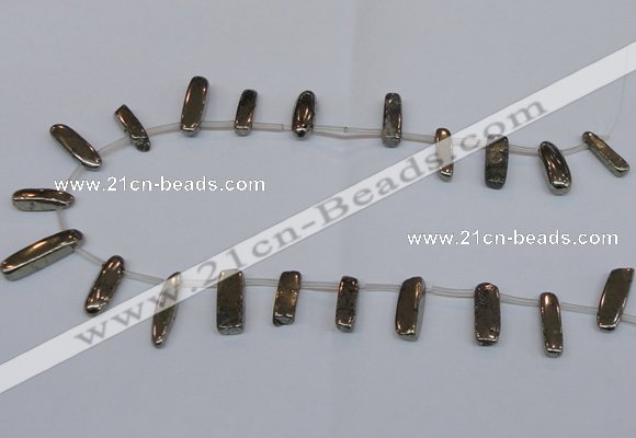 CPY395 Top drilled 7*15mm - 8*20mm sticks pyrite gemstone beads