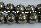 CPY406 15.5 inches 14mm round pyrite gemstone beads wholesale