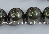 CPY408 15.5 inches 18mm round pyrite gemstone beads wholesale