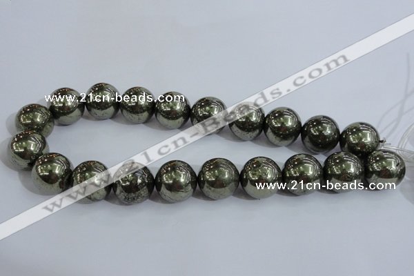 CPY409 15.5 inches 20mm round pyrite gemstone beads wholesale