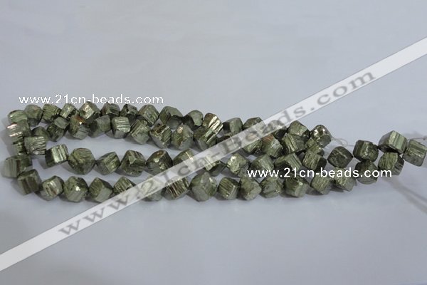 CPY411 15.5 inches 10*10mm faceted cube pyrite gemstone beads