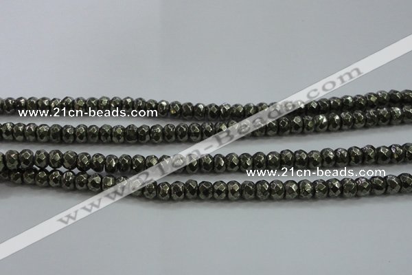 CPY428 15.5 inches 4*6mm faceted rondelle pyrite gemstone beads