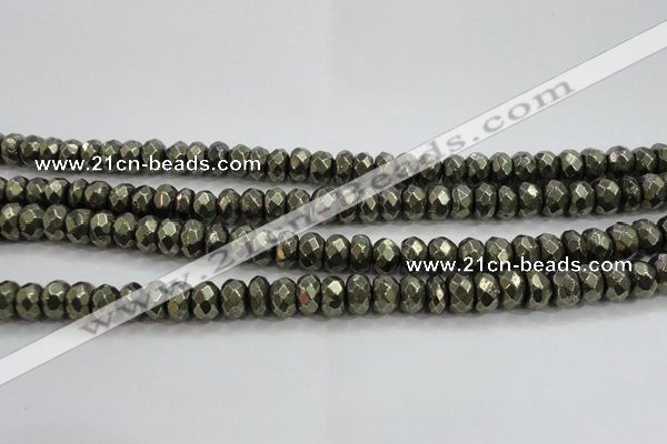 CPY429 15.5 inches 5*8mm faceted rondelle pyrite gemstone beads