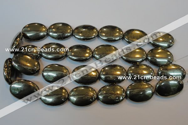 CPY43 16 inches 22*30mm oval pyrite gemstone beads wholesale