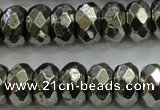 CPY430 15.5 inches 6*10mm faceted rondelle pyrite gemstone beads