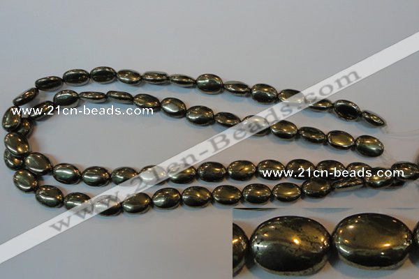 CPY44 16 inches 10*14mm oval pyrite gemstone beads wholesale