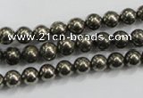 CPY47 16 inches 8mm round pyrite gemstone beads wholesale