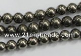 CPY48 16 inches 10mm round pyrite gemstone beads wholesale