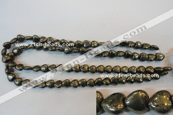 CPY51 16 inches 10*10mm heart pyrite gemstone beads wholesale