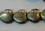 CPY53 16 inches 14*14mm heart pyrite gemstone beads wholesale