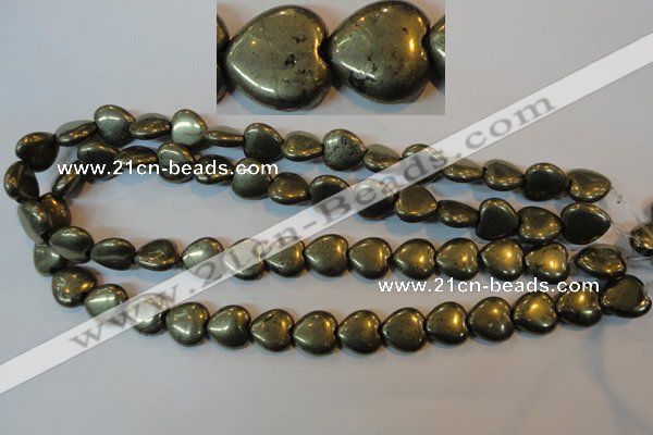 CPY53 16 inches 14*14mm heart pyrite gemstone beads wholesale