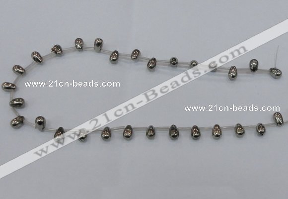 CPY550 Top drilled 6*9mm teardrop pyrite gemstone beads