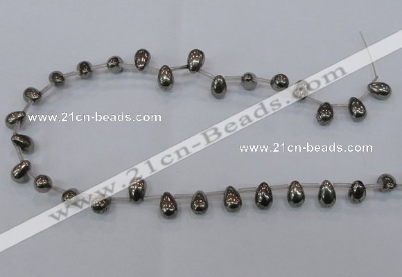 CPY551 Top drilled 8*12mm teardrop pyrite gemstone beads