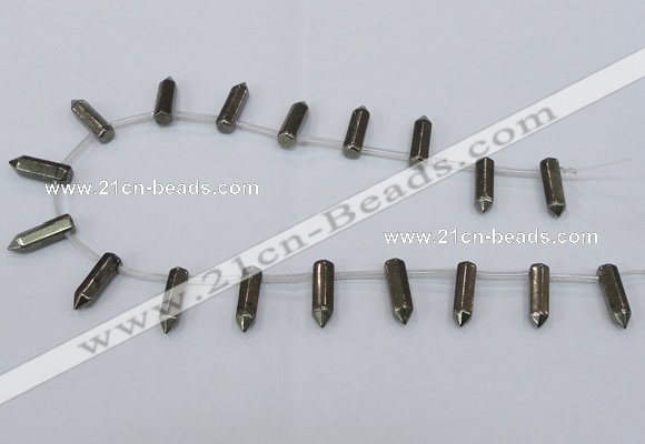 CPY555 Top drilled 6*22mm sticks pyrite gemstone beads