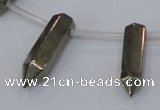 CPY556 Top drilled 6*14mm - 8*35mm sticks pyrite gemstone beads