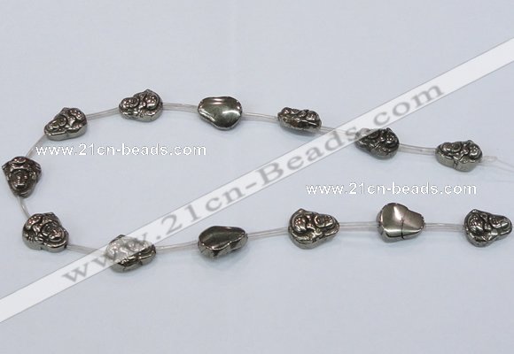 CPY564 15.5 inches 13*18mm buddha pyrite gemstone beads