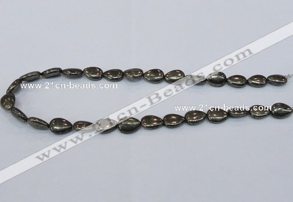 CPY577 15.5 inches 10*14mm flat teardrop pyrite gemstone beads