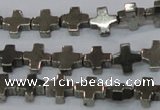 CPY581 15.5 inches 8*8mm cross pyrite gemstone beads wholesale