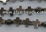 CPY582 15.5 inches 11*11mm cross pyrite gemstone beads wholesale