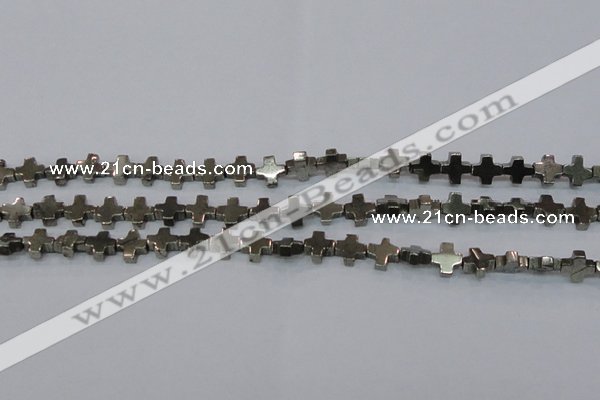 CPY582 15.5 inches 11*11mm cross pyrite gemstone beads wholesale