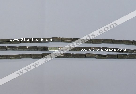 CPY592 15.5 inches 4*12mm cuboid pyrite gemstone beads