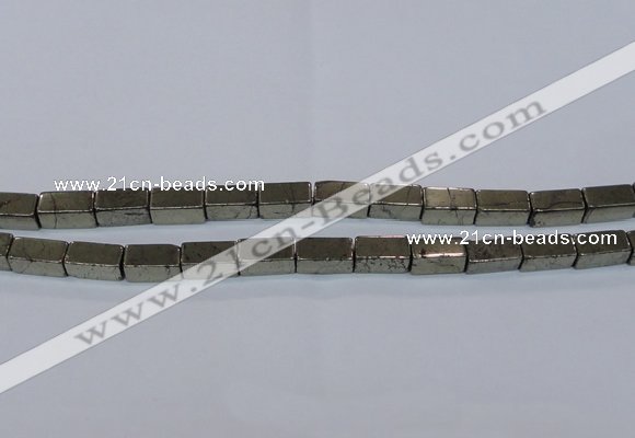 CPY593 15.5 inches 8*16mm cuboid pyrite gemstone beads
