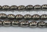 CPY597 15.5 inches 6*8mm rice pyrite gemstone beads wholesale